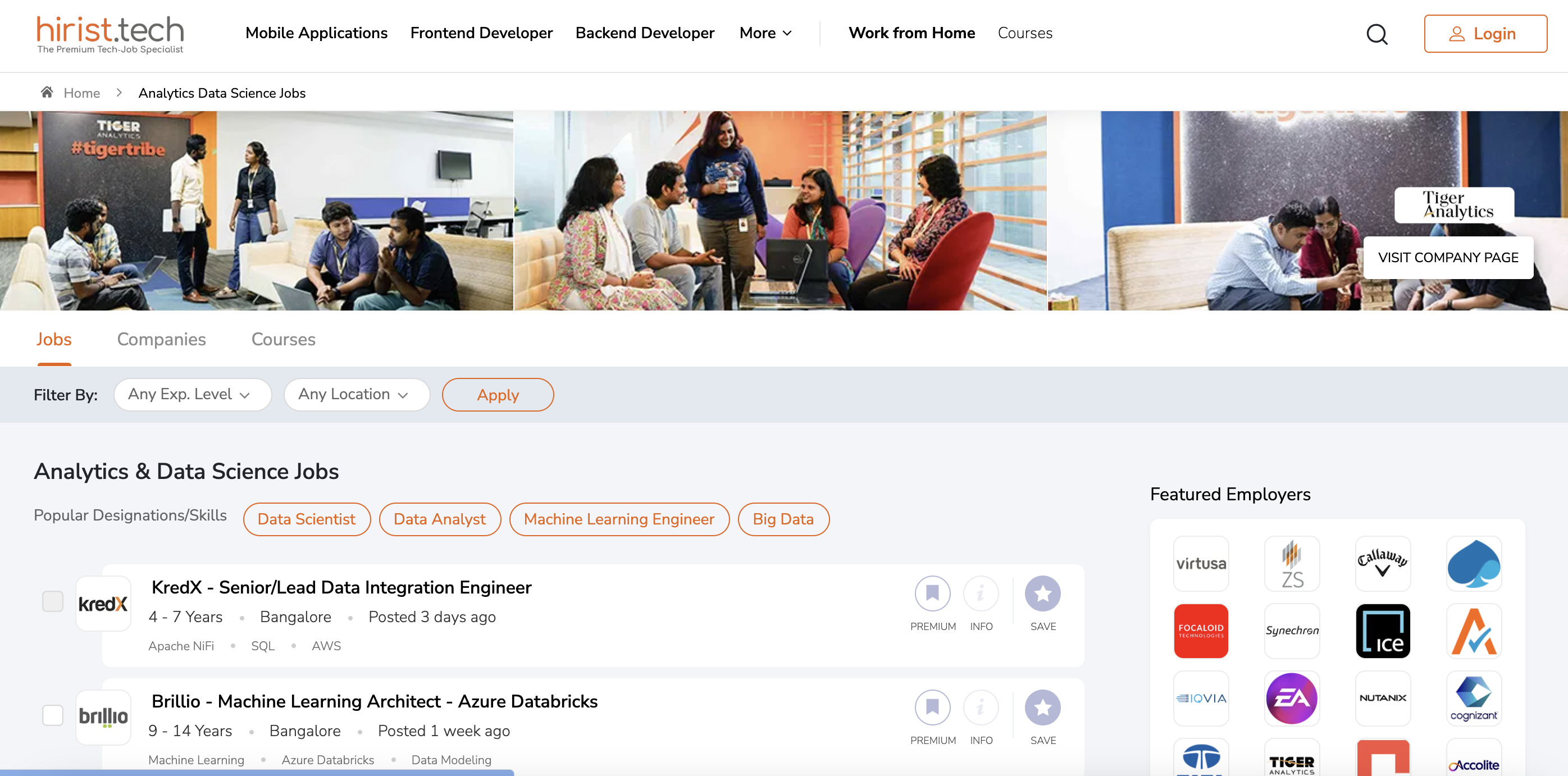 Hirist data science and data analyst job board