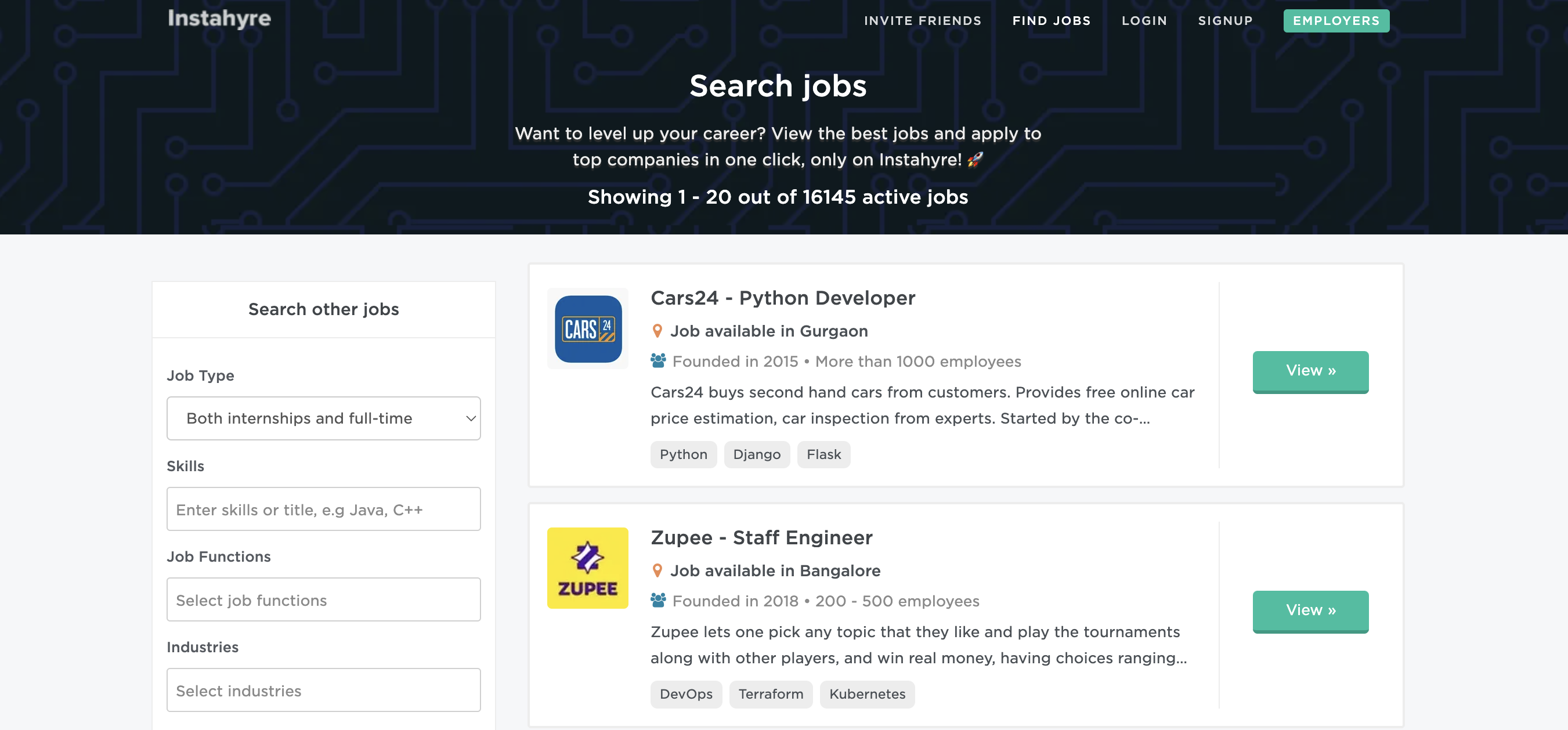 Instahyre data science and data analyst job boards